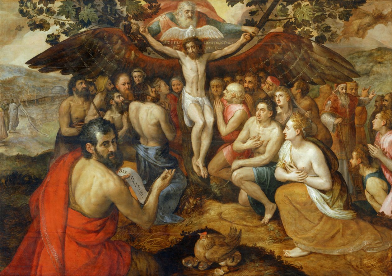 Trojiční alegorie, Bůh shromažďuje svůj lid a... od Frans Floris