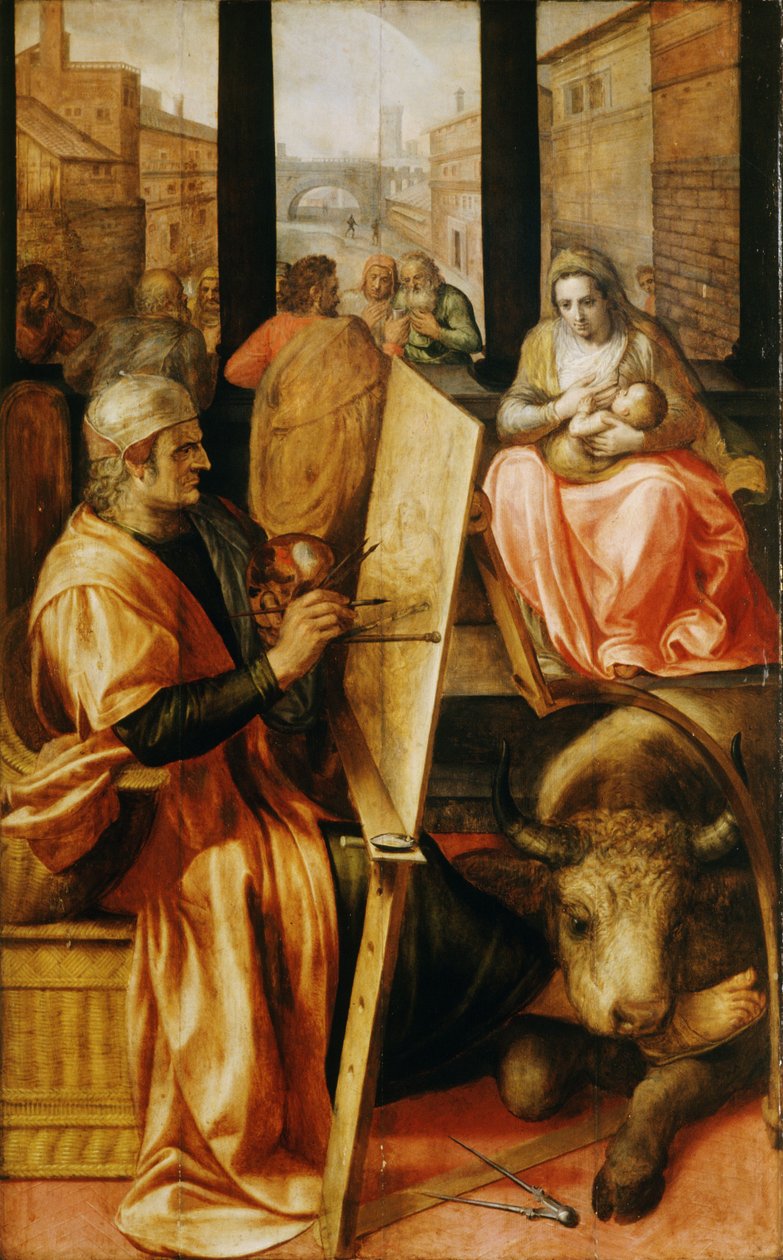 Svatý Lukáš maluje Pannu Marii (olej na desce) od Frans Floris