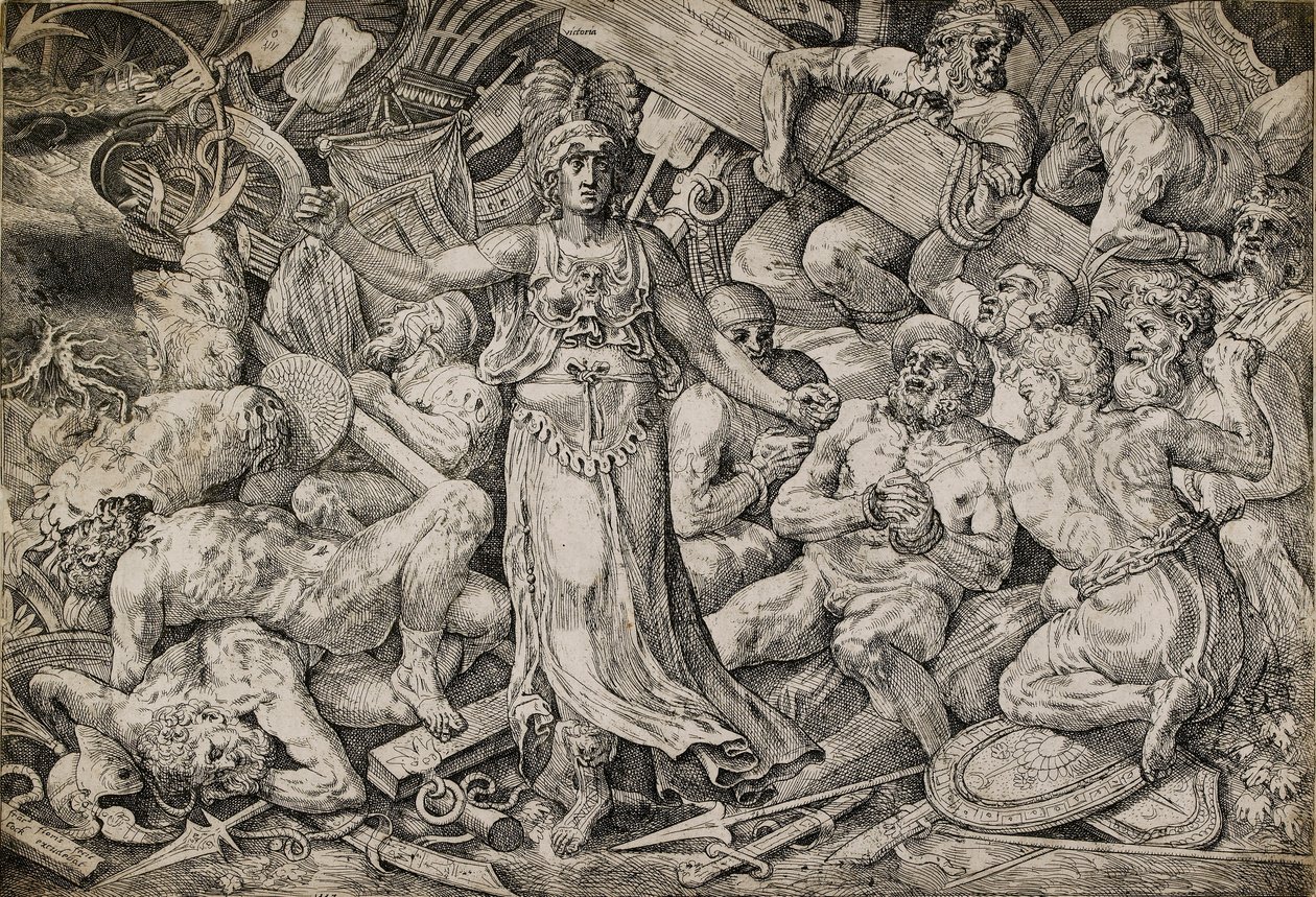 Victoria obklopená vězni a trofejemi, 1552. od Frans Floris