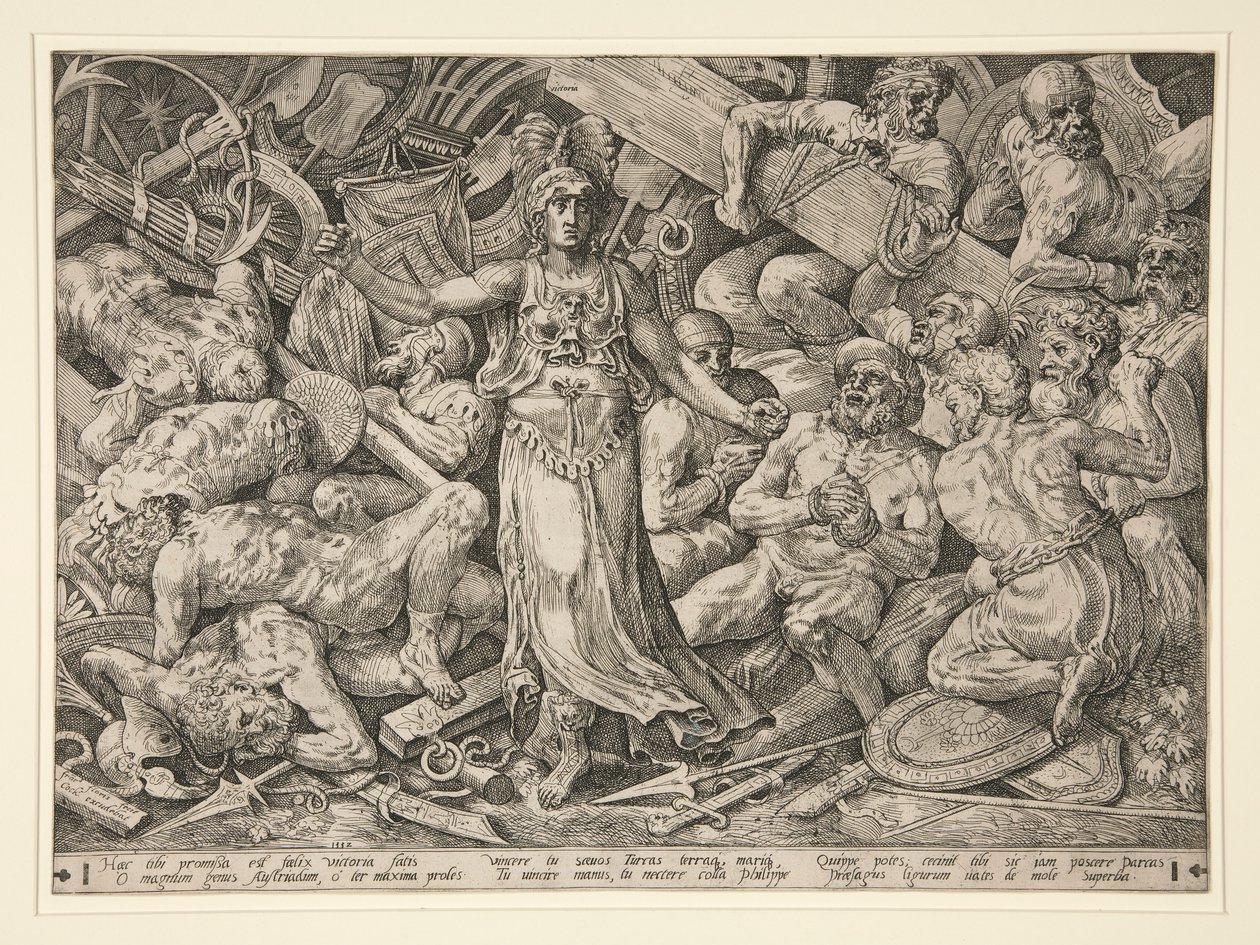 Victoria obklopená vězni a trofejemi od Frans Floris the Elder