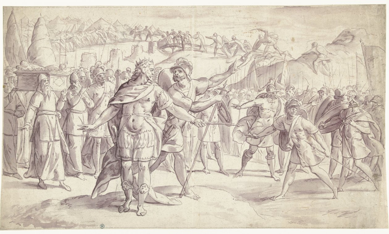 Lidé Izraele překročí řeku Historie Joshuy, ? (4?) (název série) od Frans Francken (I)