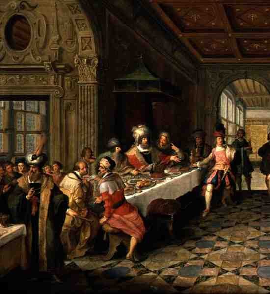 Detail svátku ze Salome Představení hlavy sv. Jana Křtitele králi Herodovi od Frans Francken