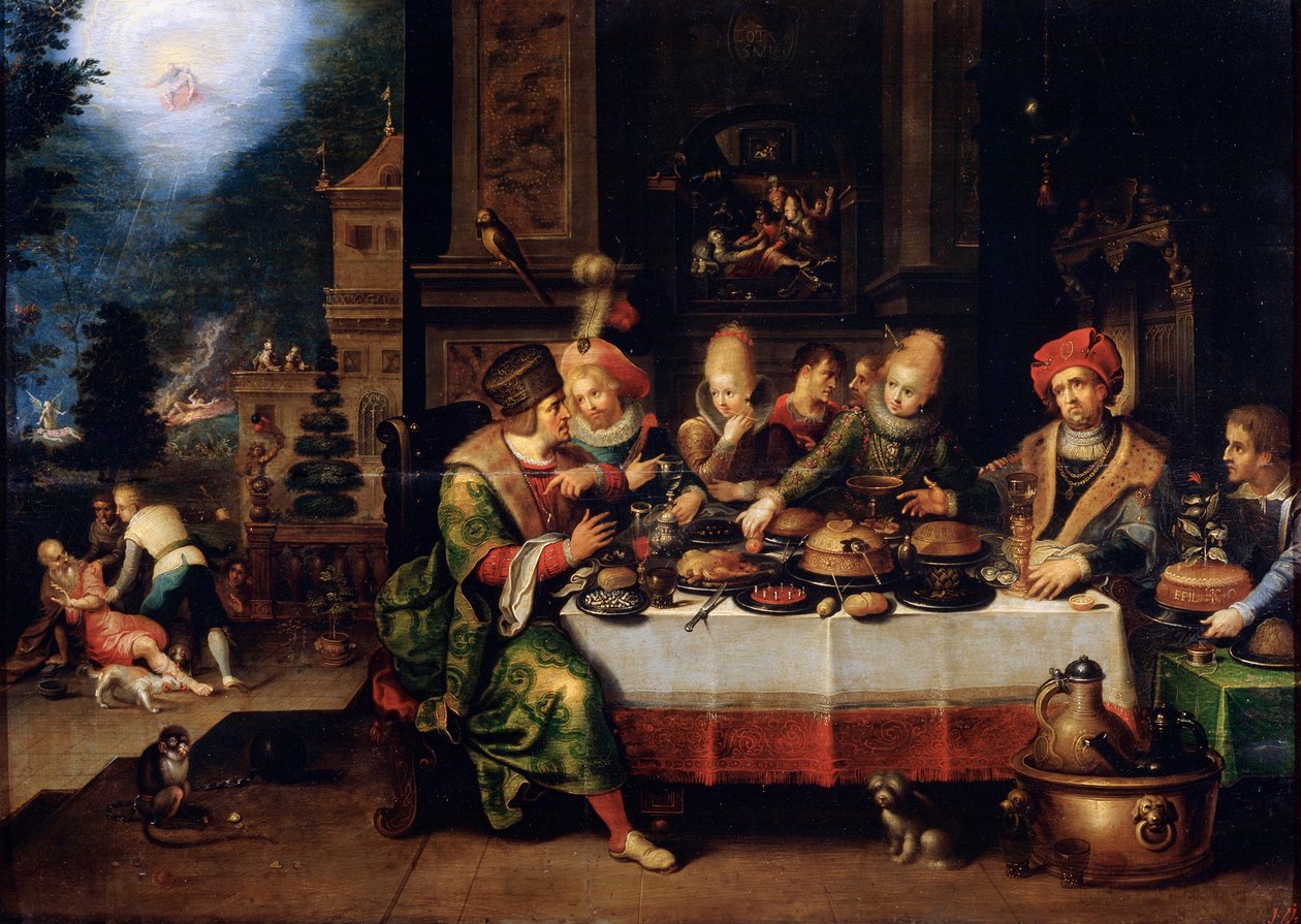 „Podobenství o boháči a žebrákovi Lazarovi“, 17. století od Frans Francken II