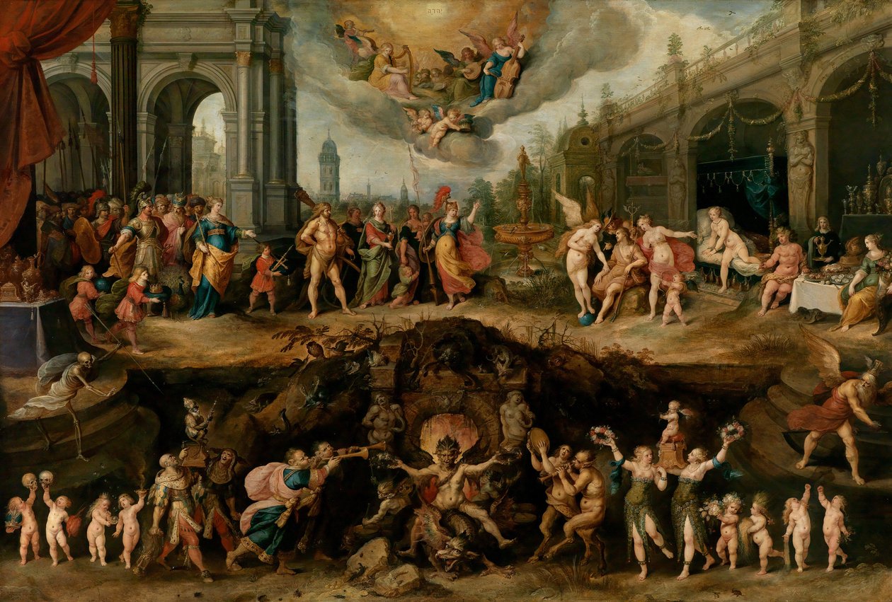 Člověk si musí vybrat mezi ctnostmi a neřestmi, 1635 od Frans Francken the Younger
