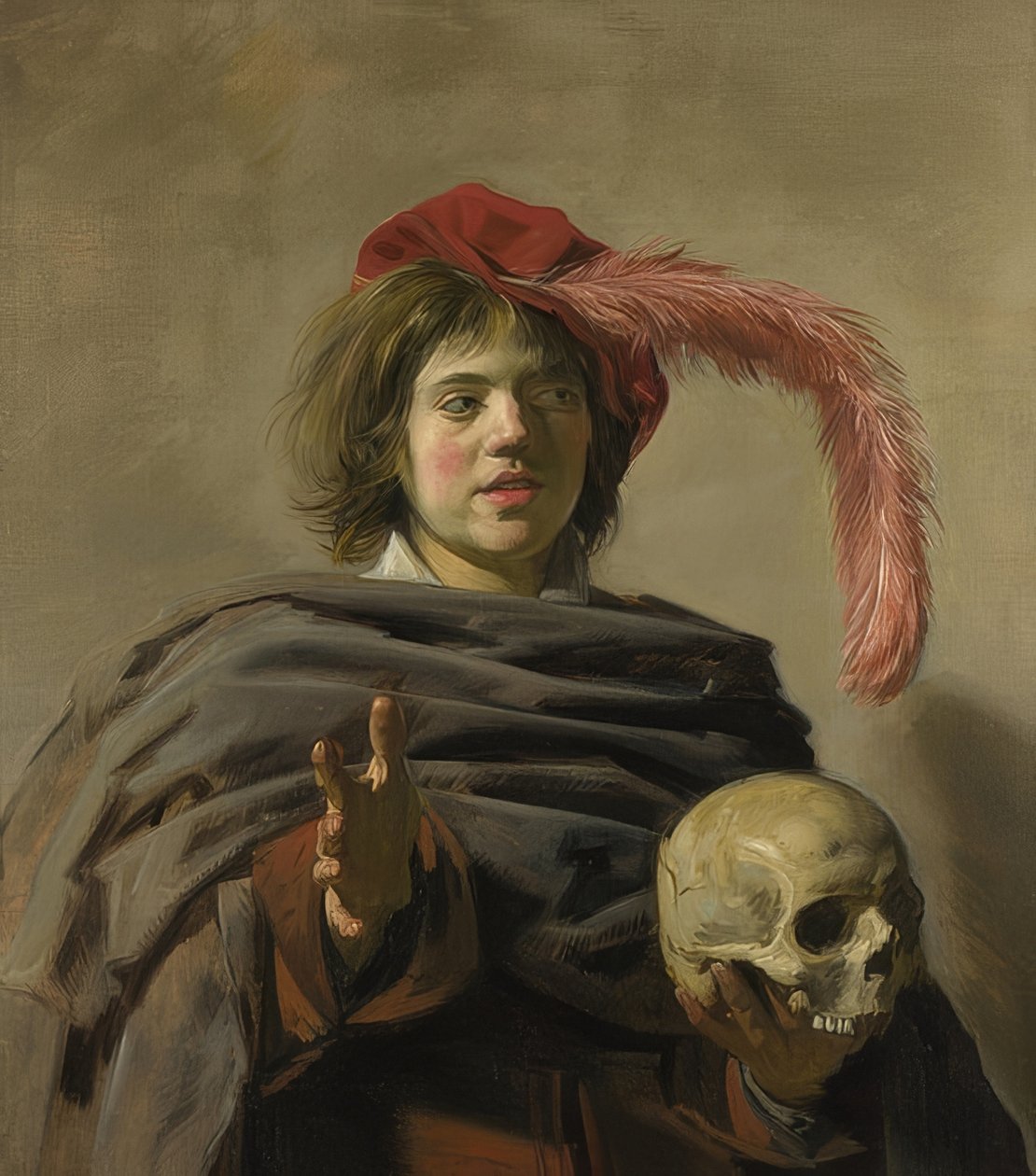 Portrét mladého muže s lebkou (Vanitas). 1626-28 od Frans Hals