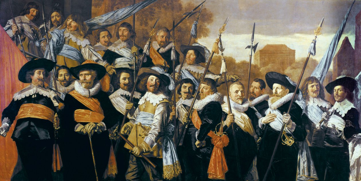 Skupinový portrét důstojníků a náhradníků Občanské gardy v Haarlemu od Frans Hals