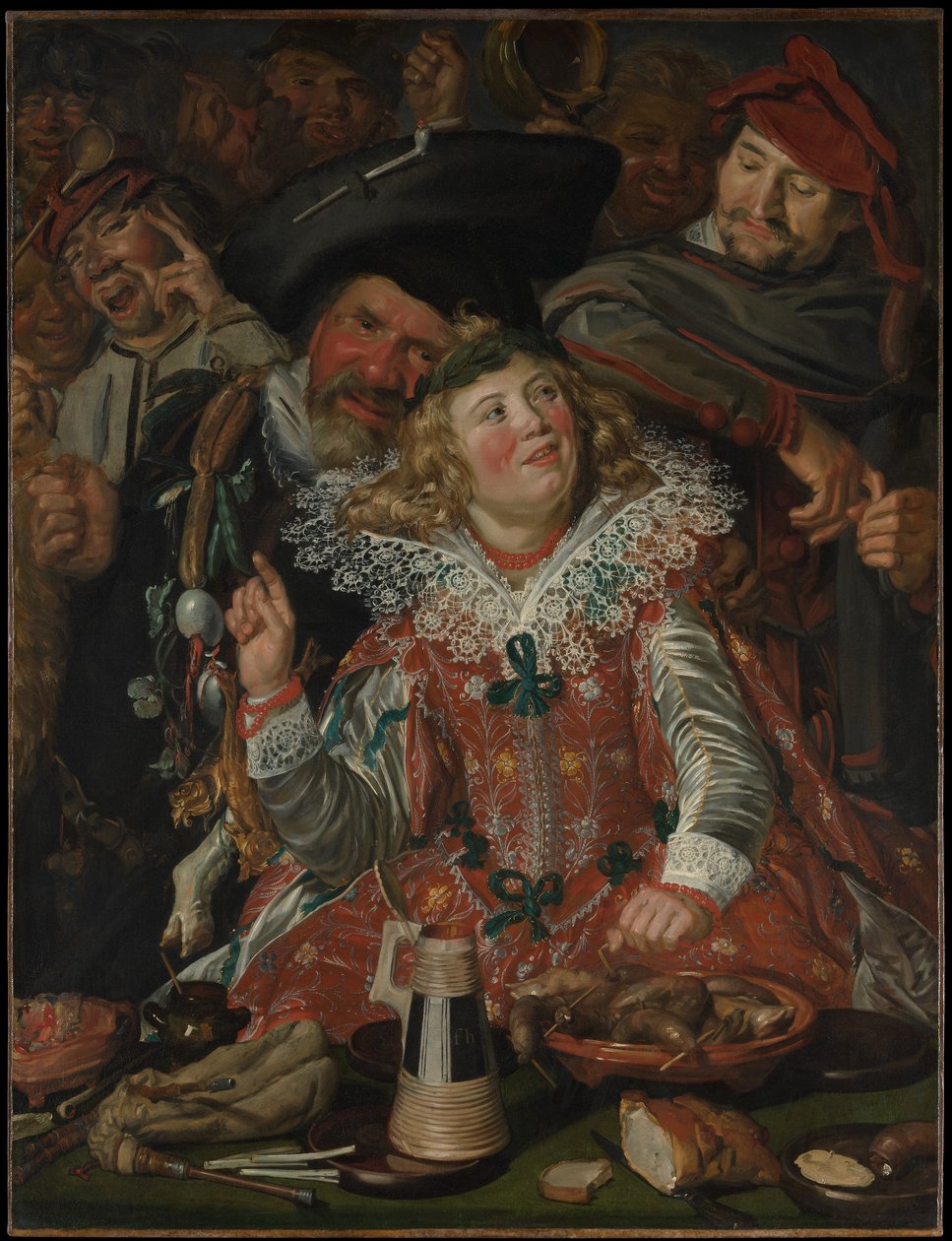 Veselící se lidé o masopustu od Frans Hals