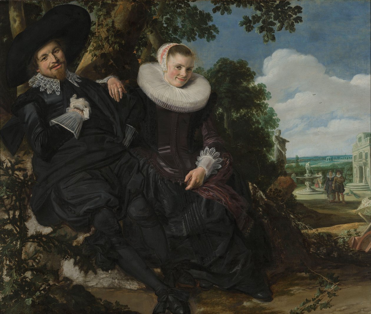 Portrét dvojice, pravděpodobně Isaac Abrahamsz Massa a Beatrix van der Laen Portrét páru v krajině, pravděpodobně Isaac Abrahamsz Massa (1586-1643) a Beatrix van der Laen (1592-1639) od Frans Hals