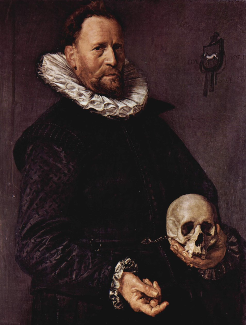 Portrét muže držícího lebku od Frans Hals