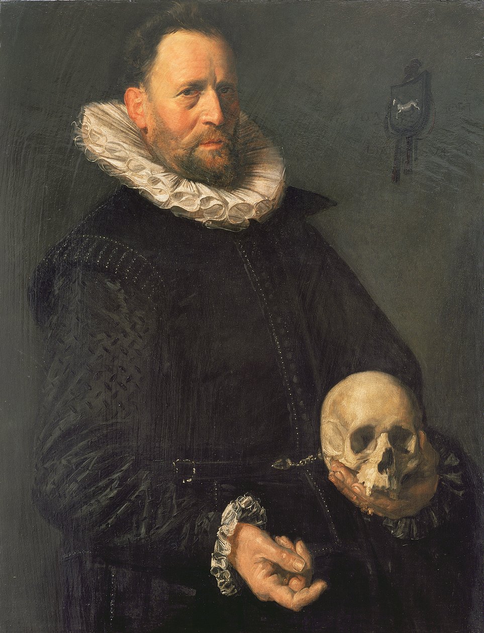 Portrét muže držícího lebku, cca 1611-12 (panel) od Frans Hals