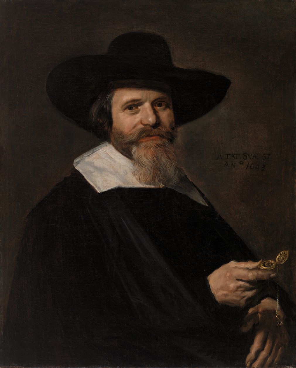 Portrét muže držícího hodinky od Frans Hals