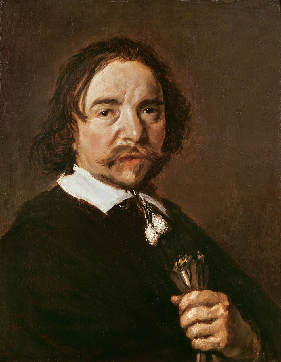 Portrét muže s rukavicí a černými vlasy, c.1657 od Frans Hals