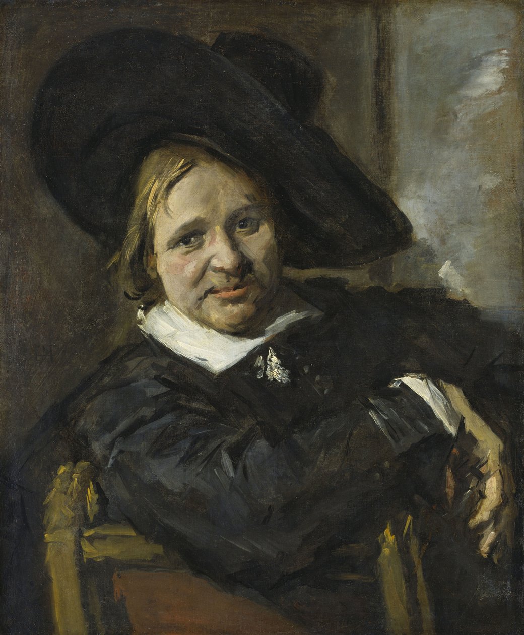 Portrét sedícího muže v měkkém klobouku od Frans Hals