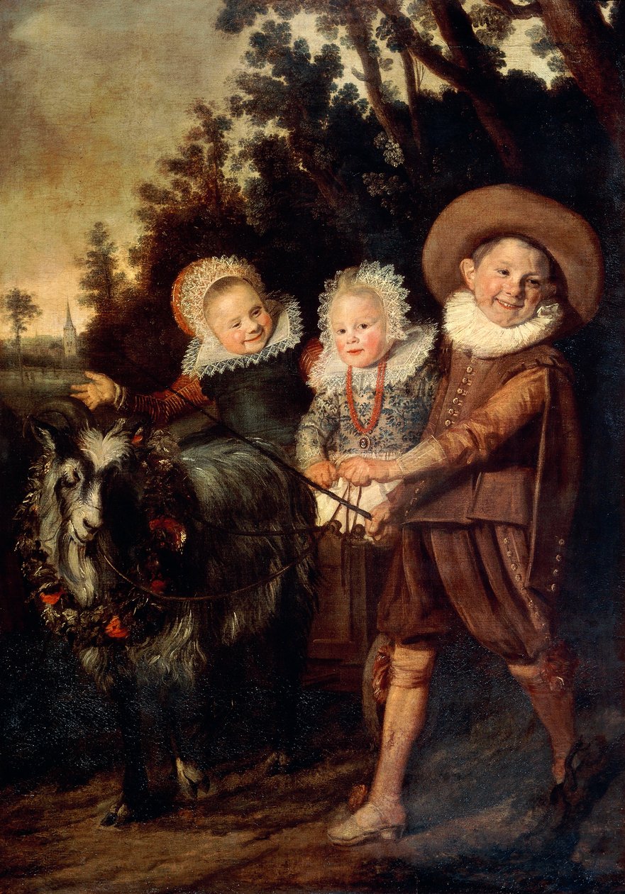 Tři děti s kozím vozíkem, cca 1620 (olej na plátně) od Frans Hals