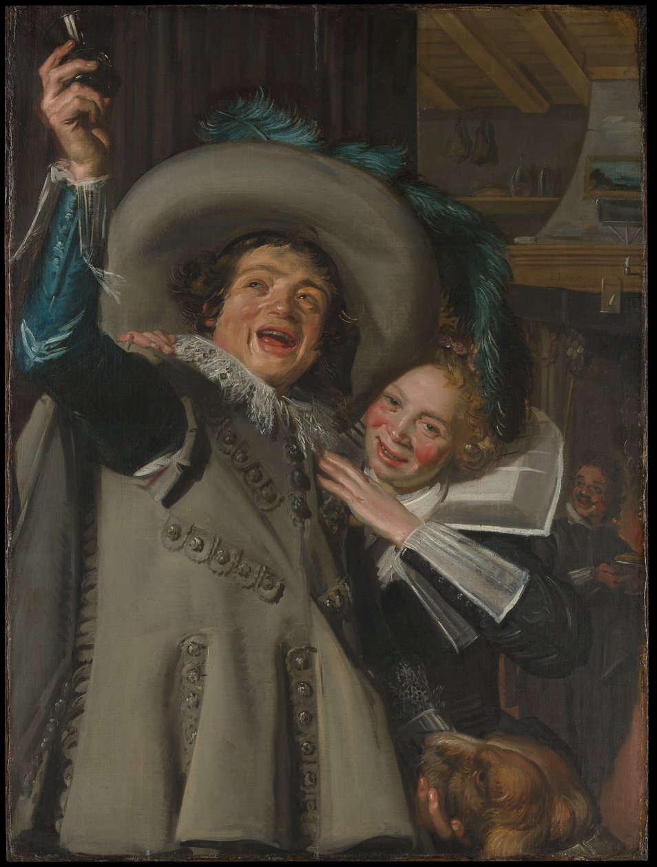 Mladý muž a žena v hostinci od Frans Hals