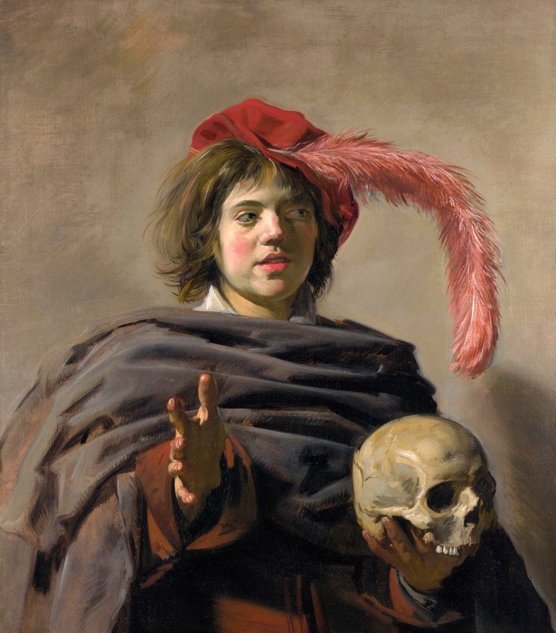 Mladý muž držící lebku Vanitas, 1627 od Frans Hals