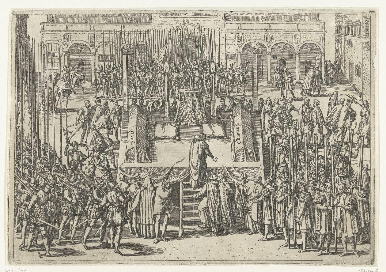 Lešení po stětí Egmonda a Horna, 1568 od Frans Hogenberg (attributed to)