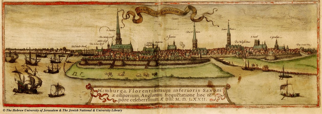 Mapa Hamburk 1572 od Frans Hogenberg