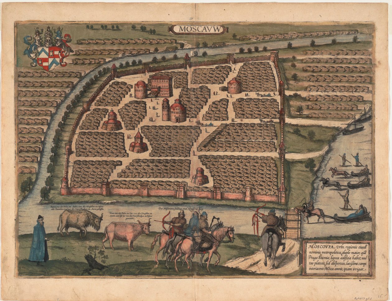 Mapa Moskvy 16. století Z: Terárium Civitates orbis, 1575 od Frans Hogenberg