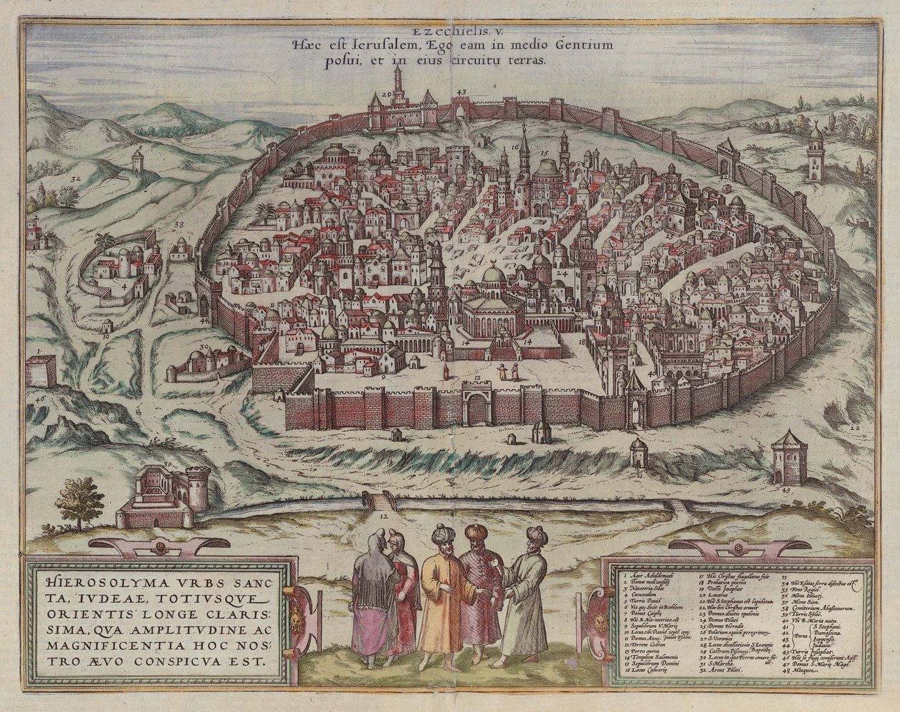 Mapa Jeruzaléma od: Jansson, Jan Mapa slavných měst Španělska, Amsterdam, 1657, 1657 od Frans Hogenberg