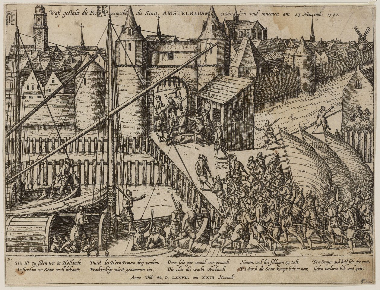 Útok na Amsterdam 23. listopadu 1577 od Frans Hogenberg
