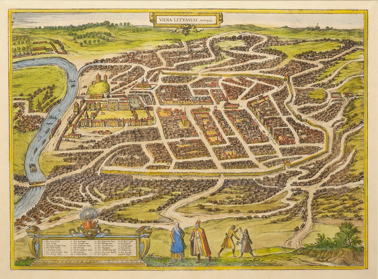 Vilnius z prvního divadla na světě od Georga Brauna, 80. léta 16. století od Frans Hogenberg