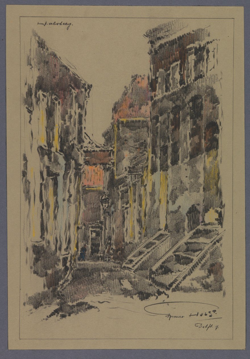 Halsteeg v Delftu od Frans Holst (signed by artist)