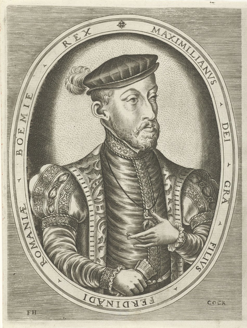 Portrét císaře Maxmiliána II Portréty králů, královen, princů a princezen (název série) od Frans Huys