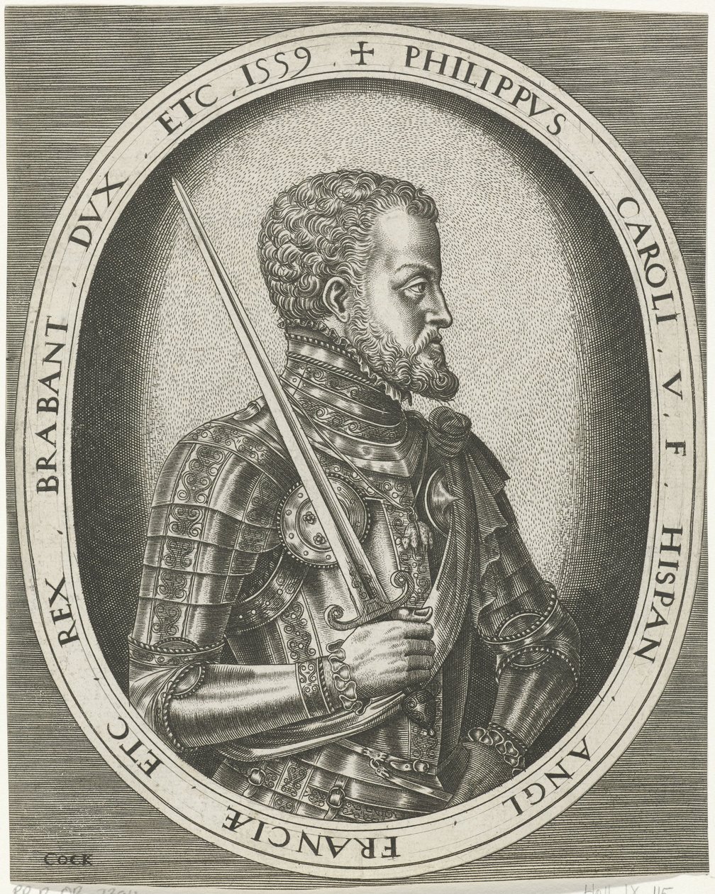 Portrét španělského krále Filipa II Portréty králů, královen, princů a princezen (název série) od Frans Huys
