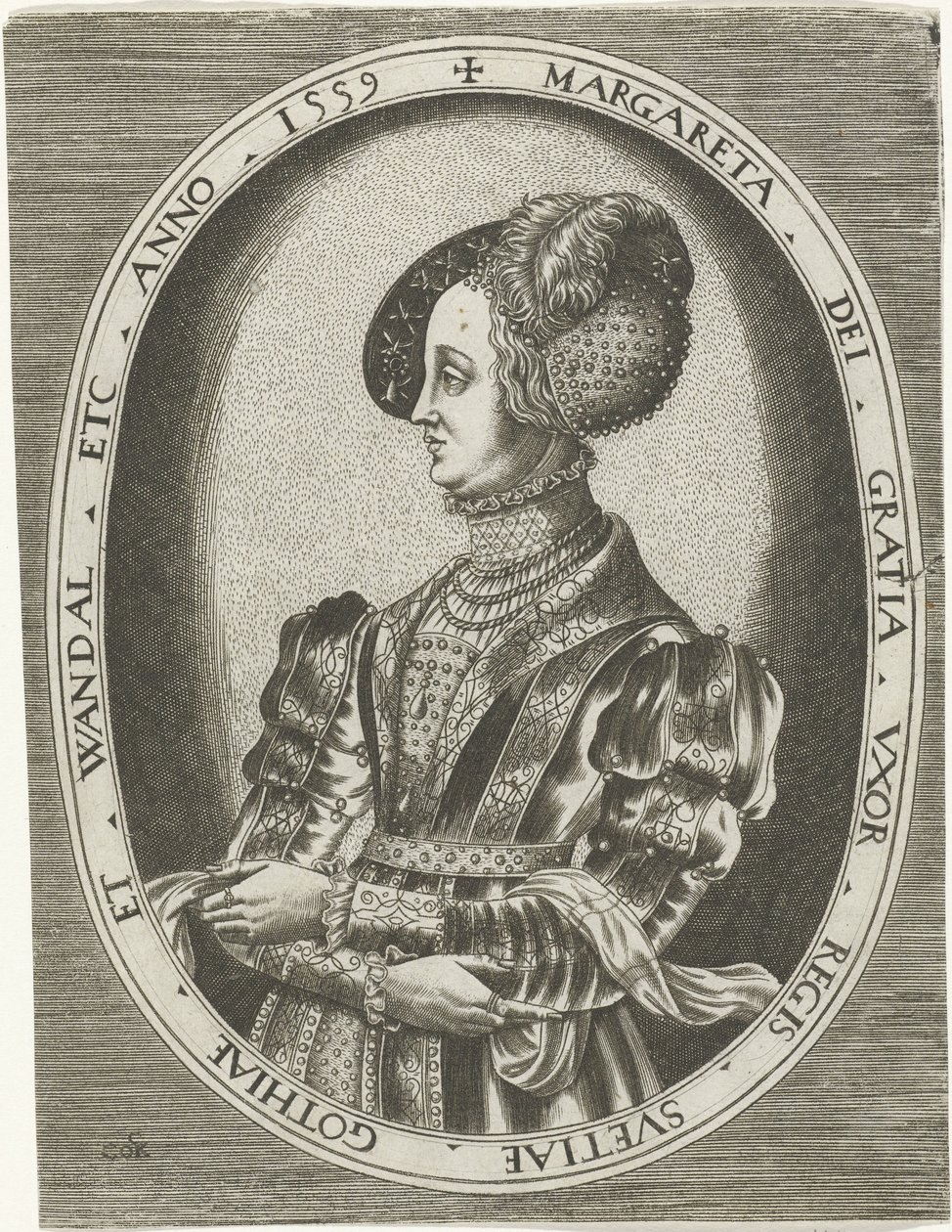 Portrét švédské královny Margarethy Leijonhufvud Portréty králů, královen, princů a princezen (název série) od Frans Huys