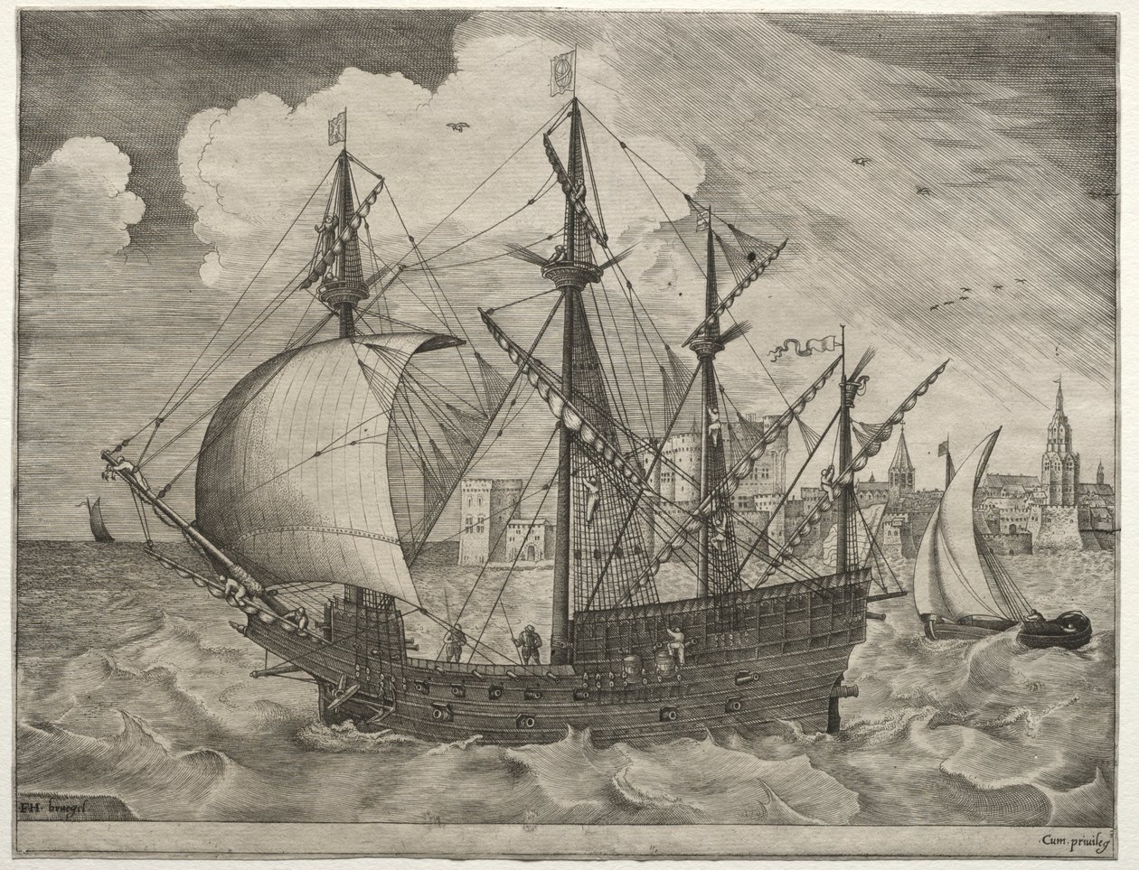 Plachetnice: Ozbrojené čtyřmistrovské putování na moře, 1561-65. od Frans Huys