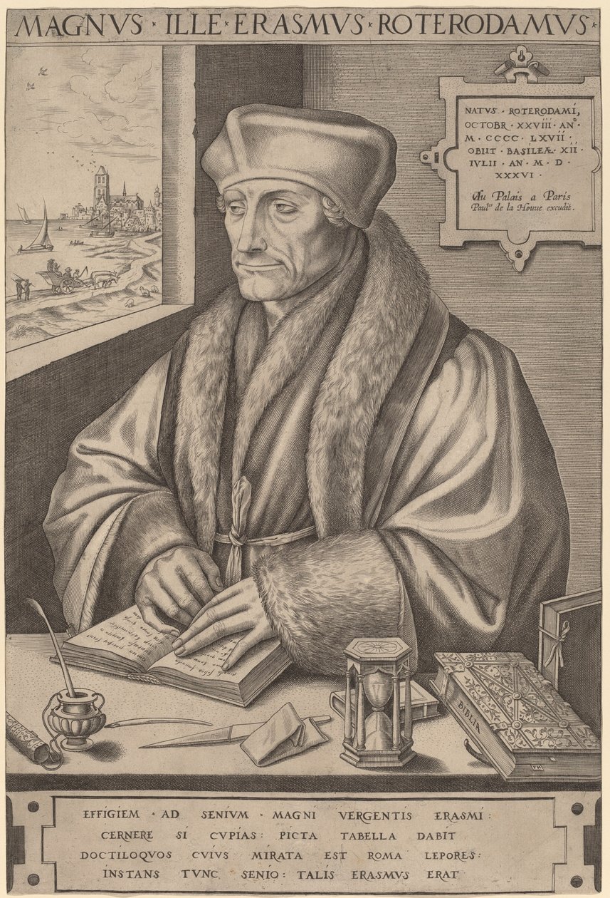 Erasmus Rotterdamský od Frans Huys after Hans Holbein the Younger