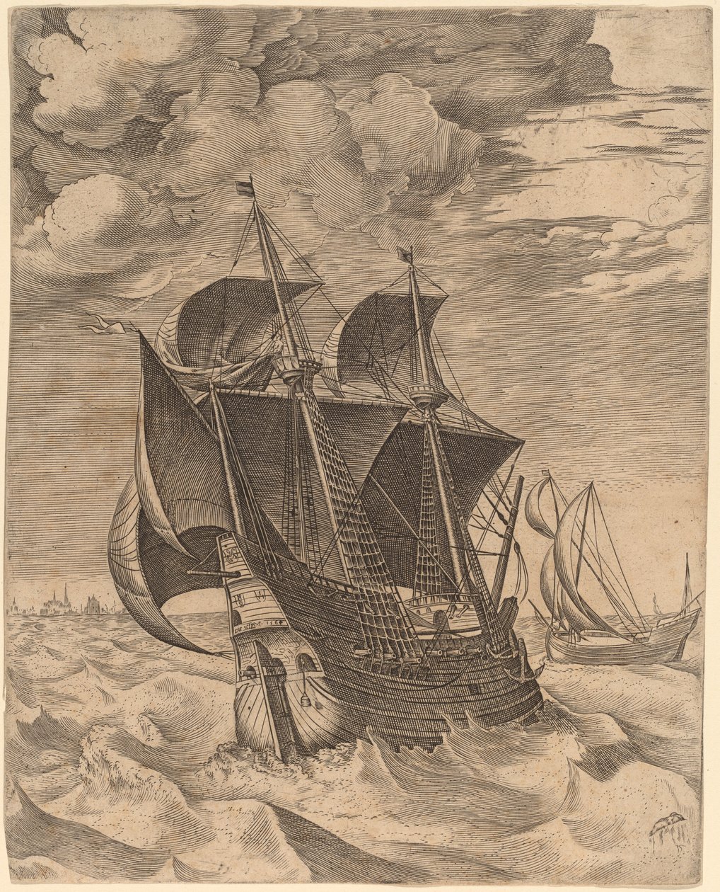 Holandský Hulk a Boeier od Frans Huys after Pieter Bruegel the Elder