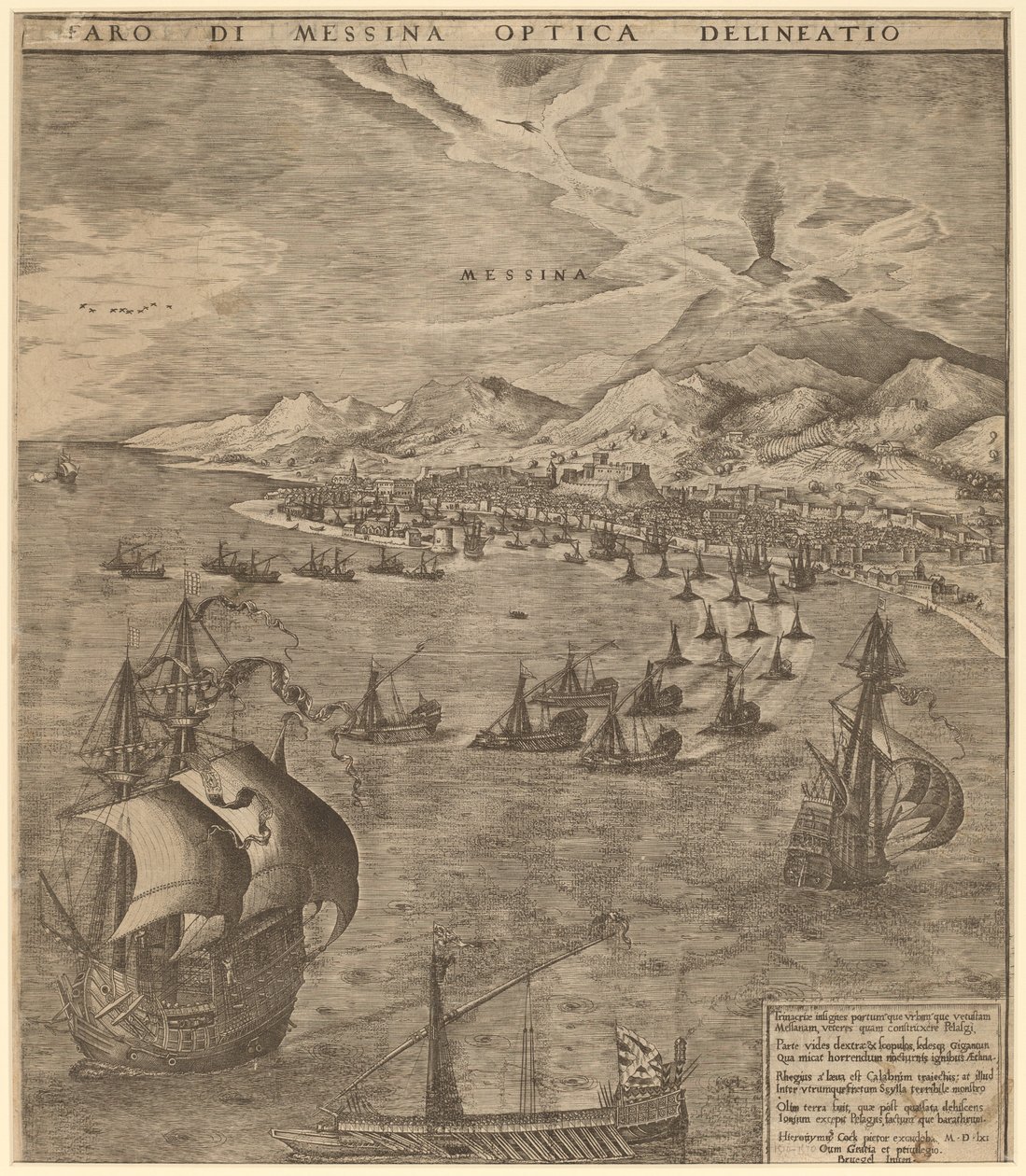 Námořní bitva v Messinské úžině od Frans Huys after Pieter Bruegel the Elder