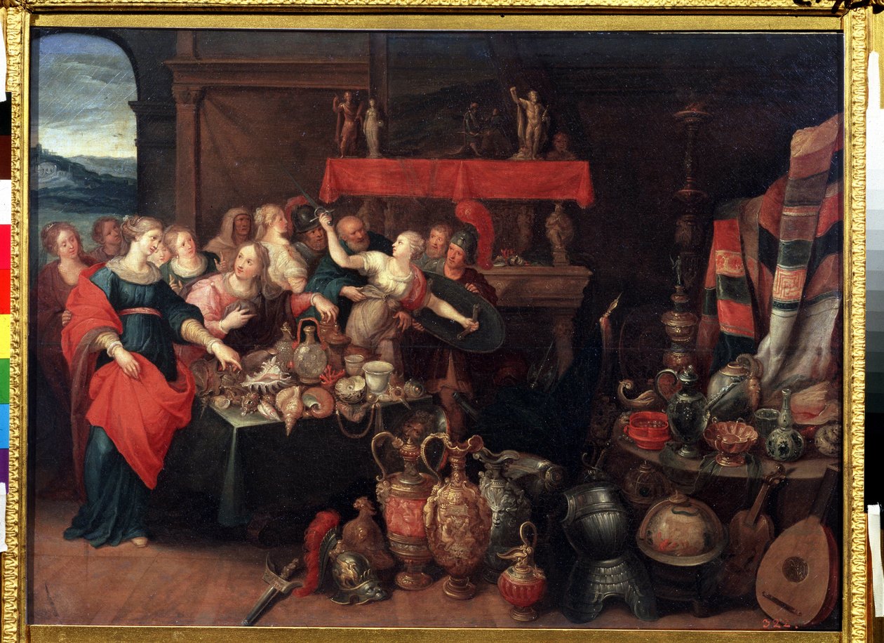 ""Achilles uznal Odysseus mezi dcerami krále Lycomeda"" (Achilles uznal) Obraz Franze (Franse) Franckena II. mladšího (1581-1642) cca 1640 Puškinovo muzeum Moskva od Frans II Francken