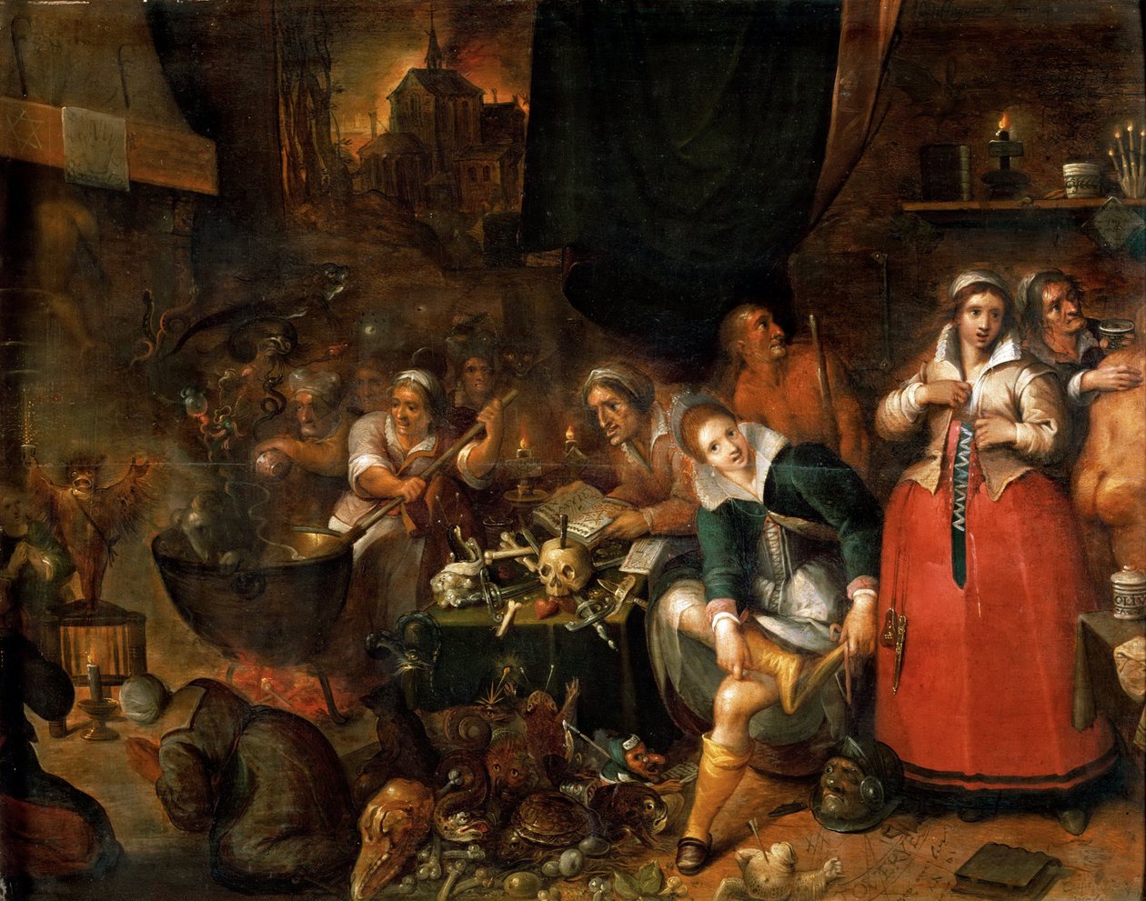 Čarodějnická kuchyně - Frans Francken mladší (1581-1642). Olej na dřevě, c. 1610. Rozměr : 52x66,1 cm. Uměleckohistorické muzeum, Vienne od Frans II Francken