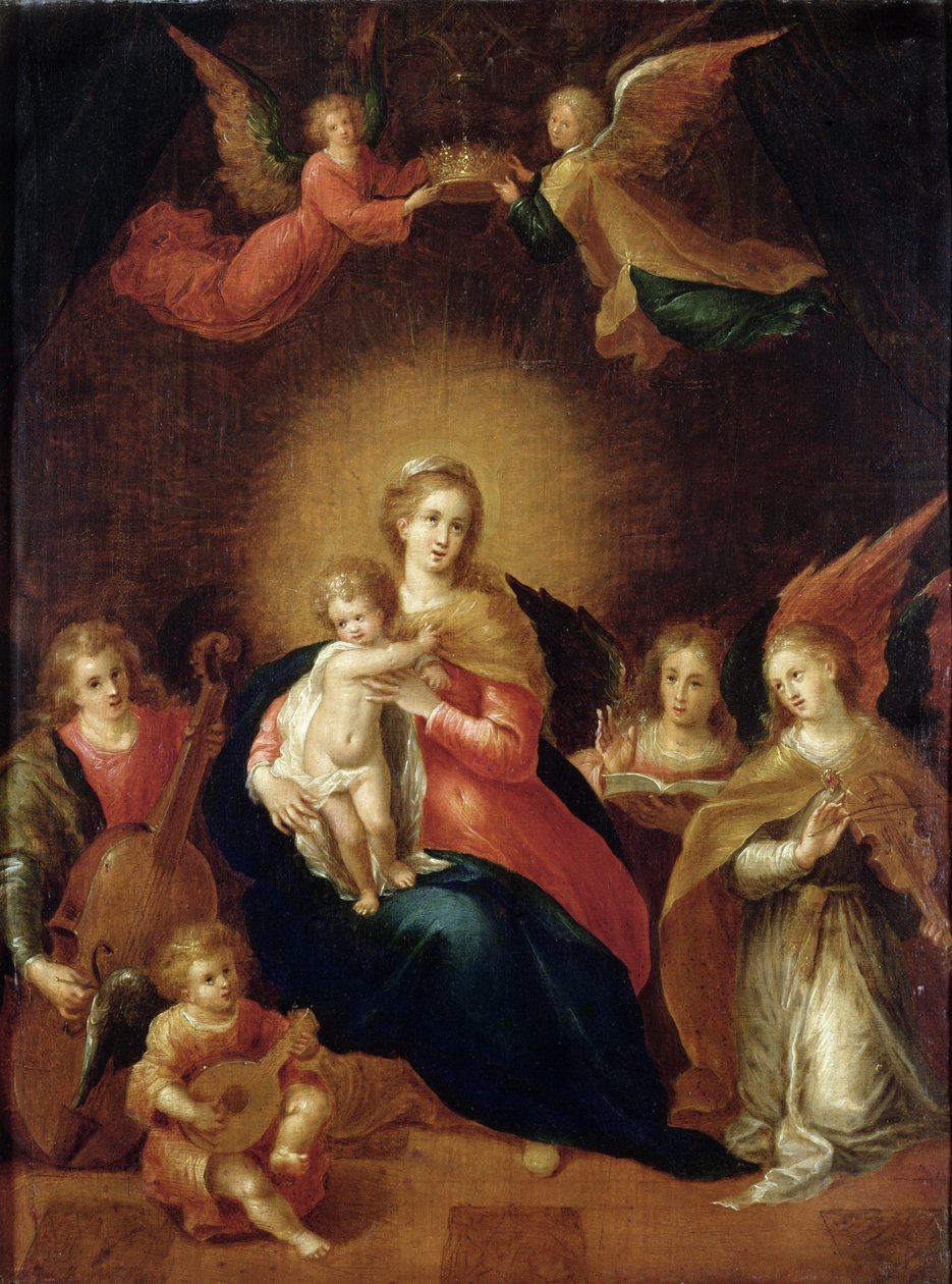 Panna Marie s dítětem a muzicírující andělé od Frans II Francken the Younger