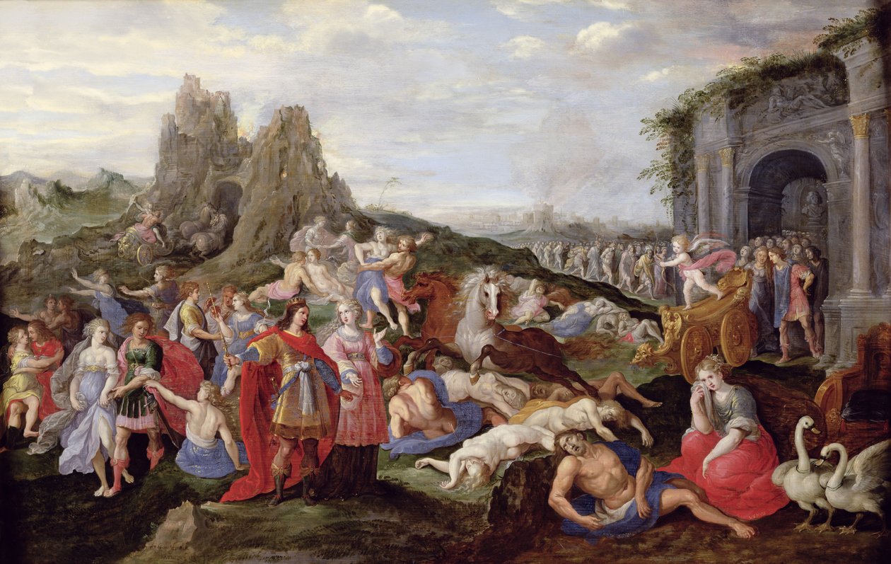 Otroci a zuřivosti lásky (olej na panelu) od Frans II the Younger (after) Francken