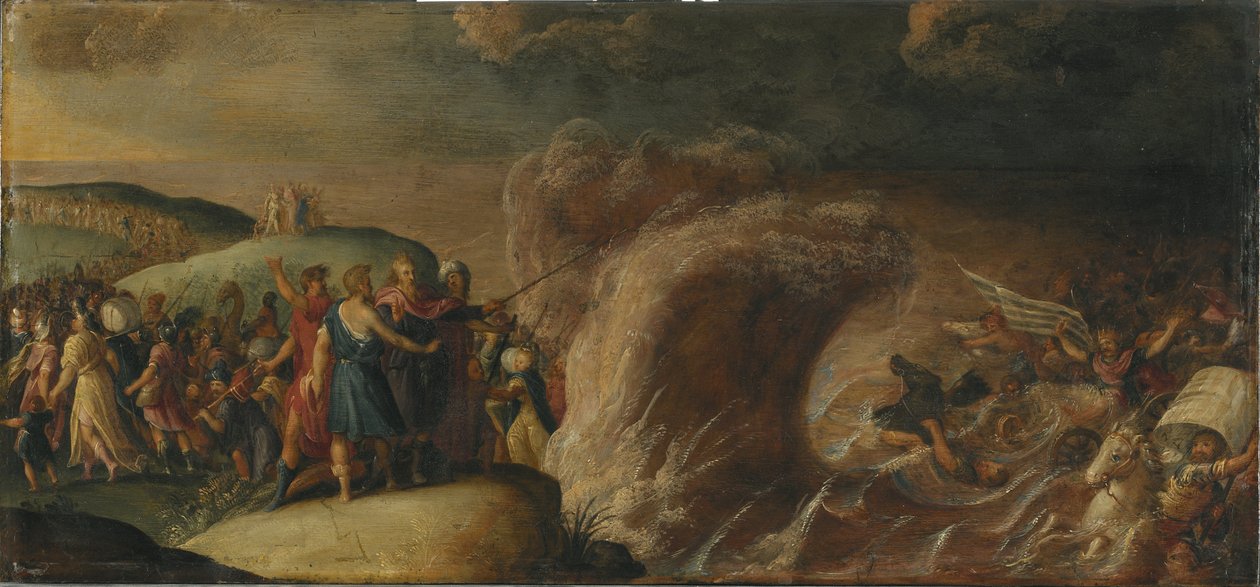 Les Israelites traversent la Mer Rouge - Izraelité překročení Rudého moře, Francken (II), Frans, škola . Olej na mědi. Rozměr: 27,5 x 58,5 cm. Národní muzeum Stockholm od Frans II the Younger (studio of) Francken