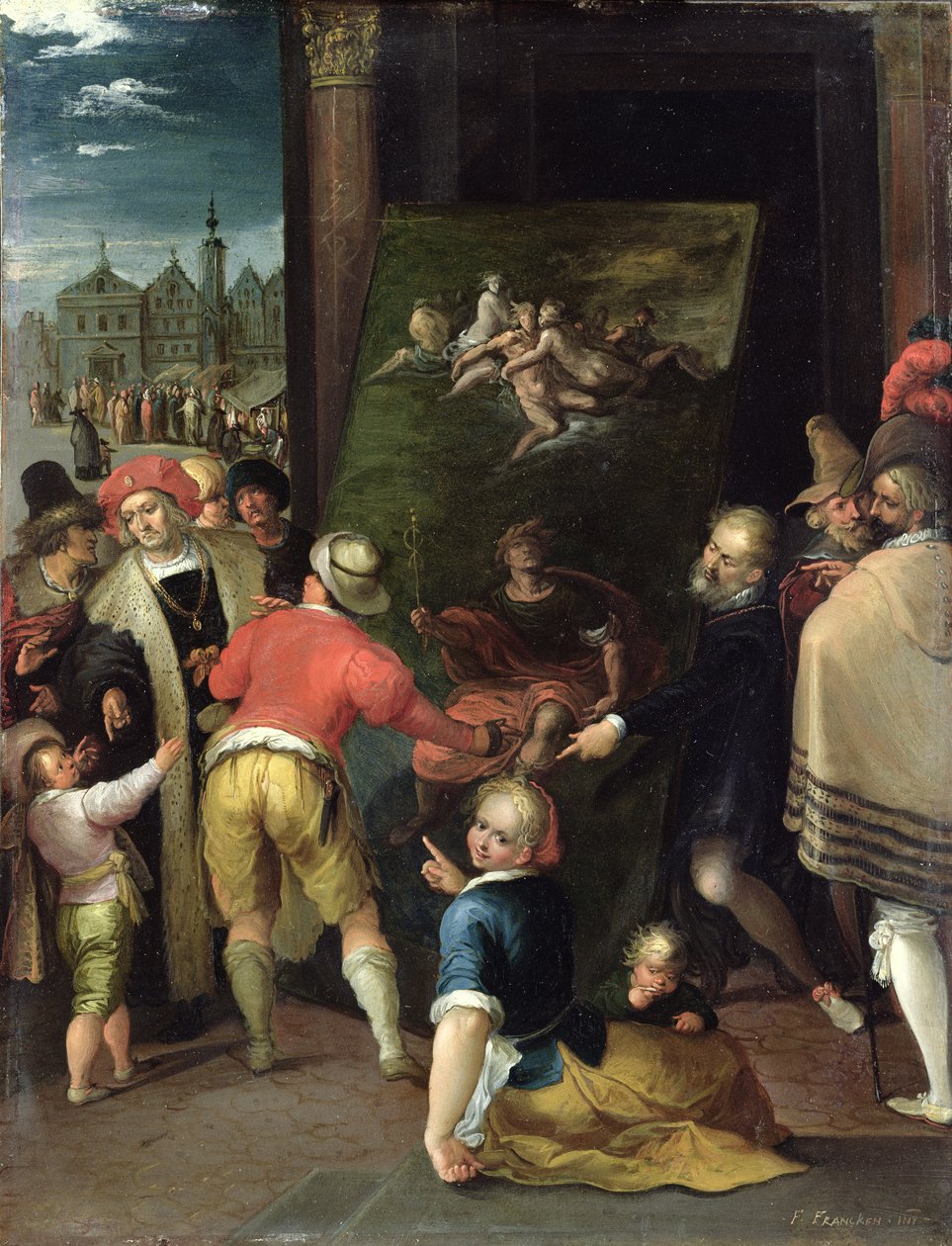 Apelles a obuvník, 1610-15 (olej na mědi) od Frans II the Younger Francken