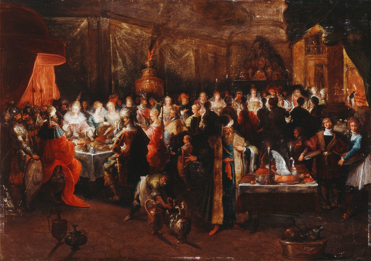 Belšazarův svátek, kolem roku 1610 od Frans II the Younger Francken