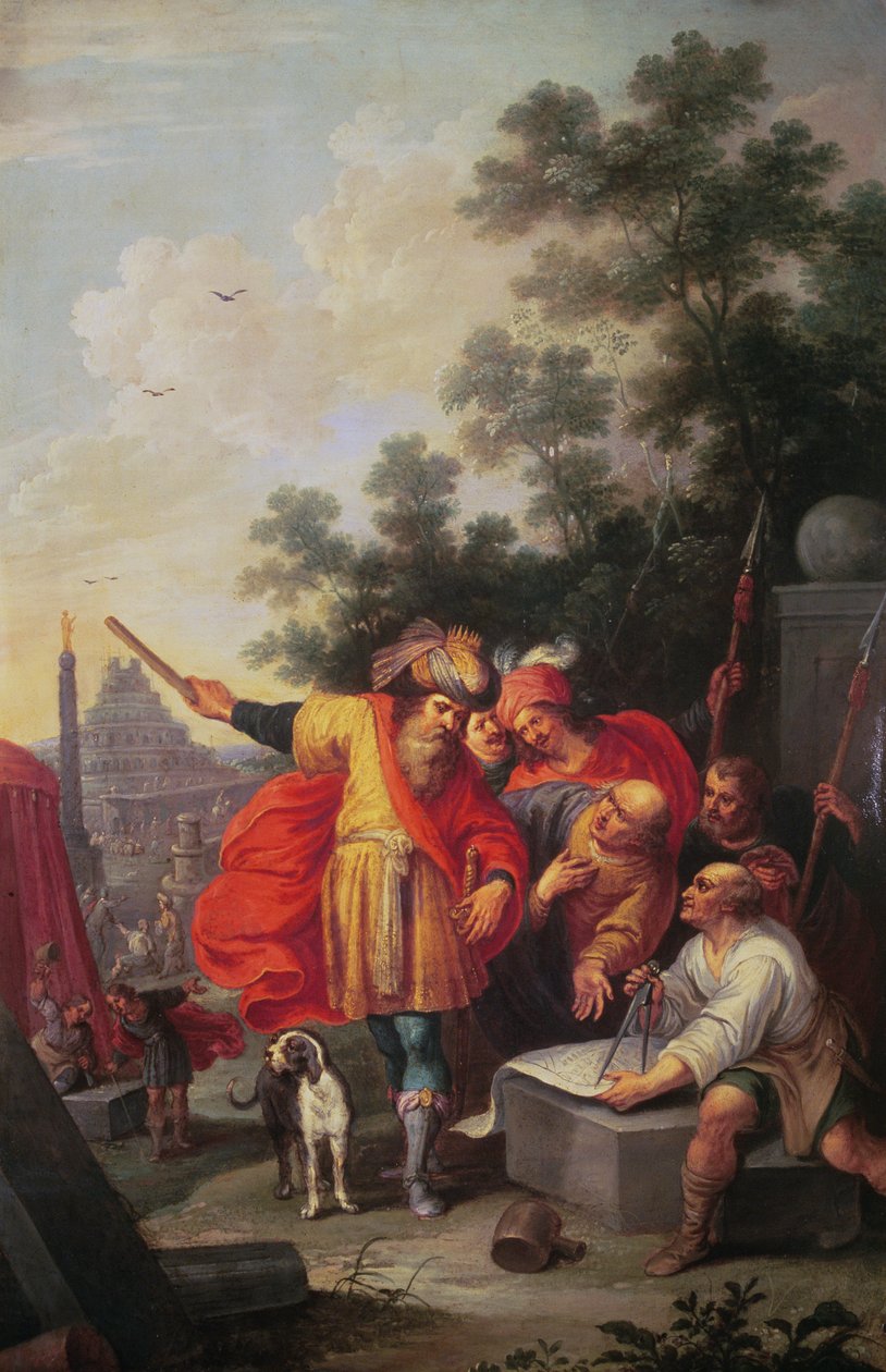 Stavba babylonské věže aneb Nimrod mluví s architekty (olej na plátně) od Frans II the Younger Francken