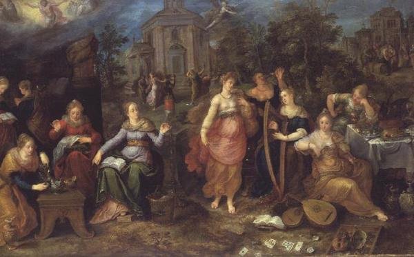Podobenství o moudrých a pošetilých pannách od Frans II the Younger Francken
