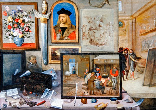 Interiér ateliéru umělce (olej na panelu) od Frans II the Younger and workshop Francken