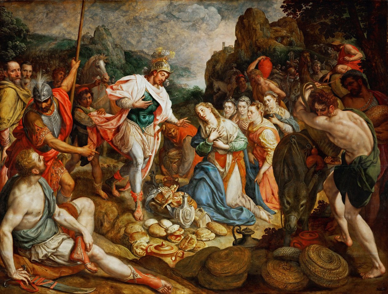 David et Abigail - David a Abigail, Pourbus, Frans, starší (1546-1581). Olej na dřevě, ca. 1575. Rozměr : 158x208 cm. Uměleckohistorické muzeum, Vienne od Frans I Pourbus