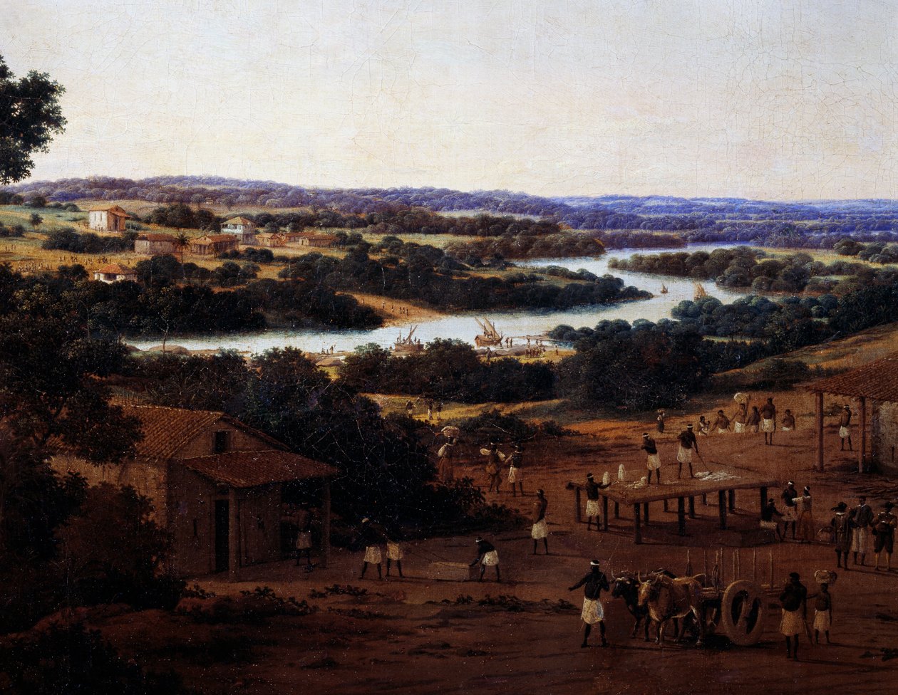 Pohled na Engenho Real v Brazílii, detail od Frans Post