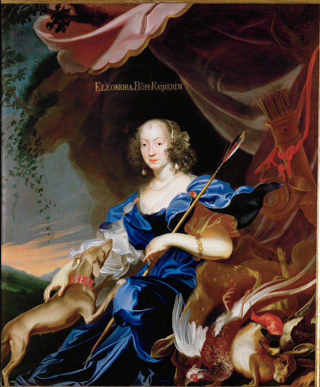 Eleonora Gonzaga, dcera Carla Gonzagy hraběte z Rethelu, manželka císaře Ferdinanda III., zobrazená jako Diana ... (olej na plátně) od Frans Luycx