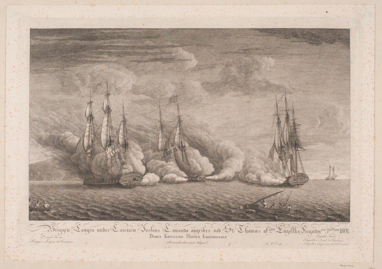 Briga Lougen je napadena v St. Thomas, 3. března 1801 od Frans Martin Dodt