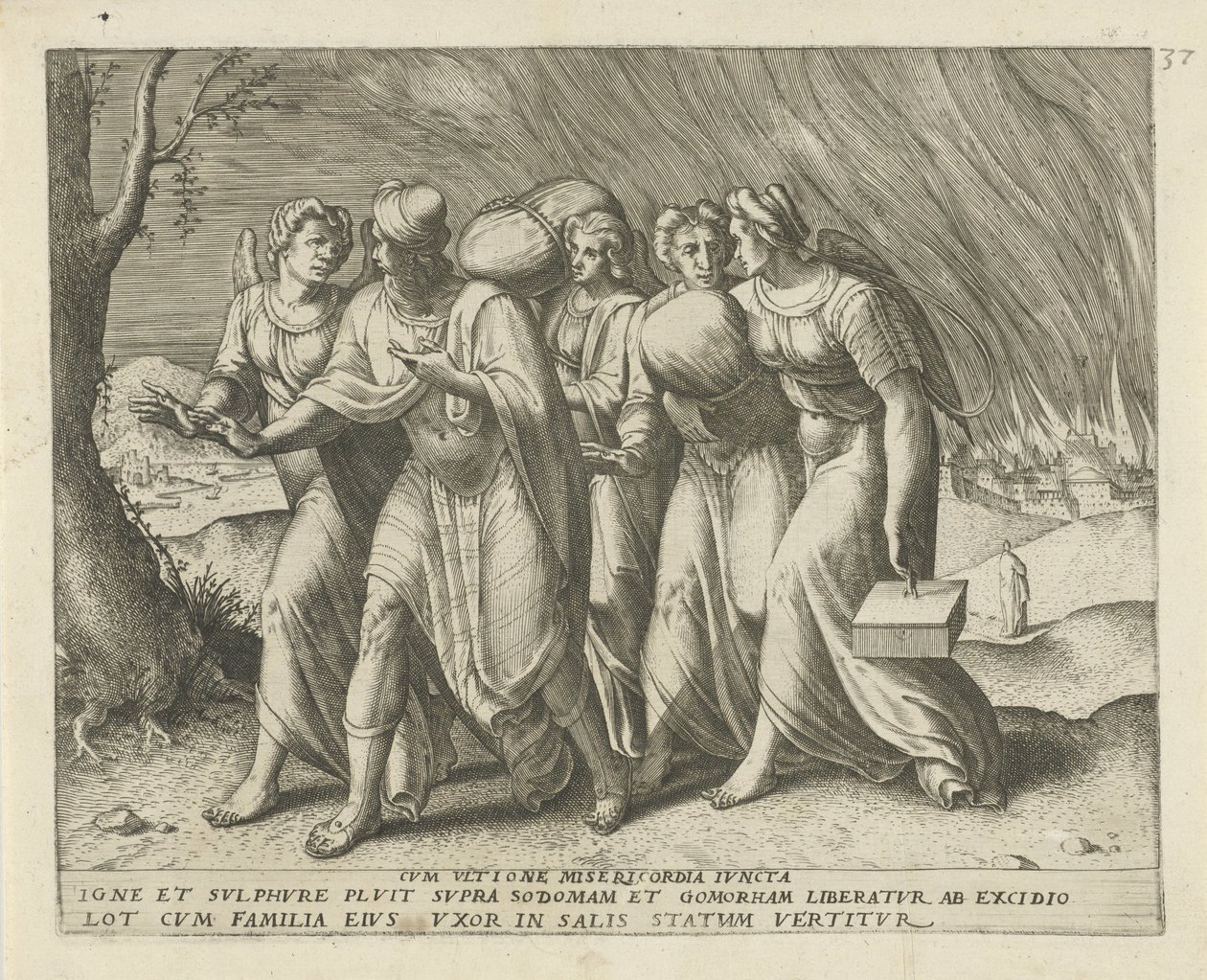 Lot opouští Sodomu S pomstou spojenou s milosrdenstvím (titul na předmětu) Geschiedenis van Lot (název série) od Frans Menton