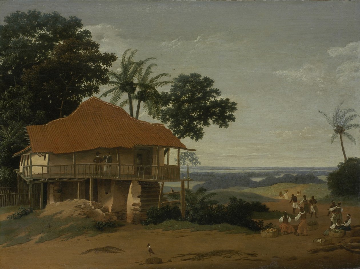 Brazilská krajina s dělnickým domem, cca 1655 (olej na dřevě) od Frans Post